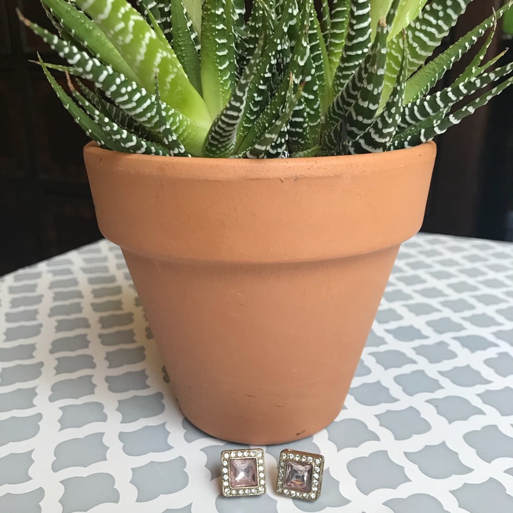 Square Gold/Pink stud earrings